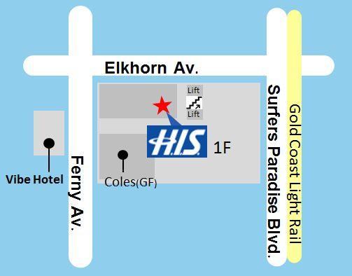H.I.S. Gold Coast Office Map